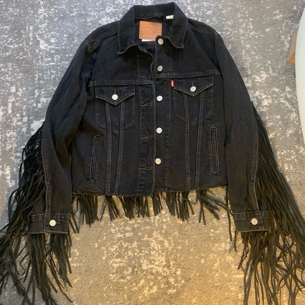 Levi’s Ex- boyfriend fringe trucker jacket